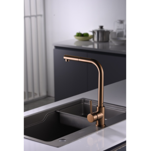 Miscelatore cucina con bocca estraibile Oro Rosa Spazzolato Malta