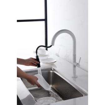 Miscelatore cucina con bocca estraibile Bianco Opaco Samoa